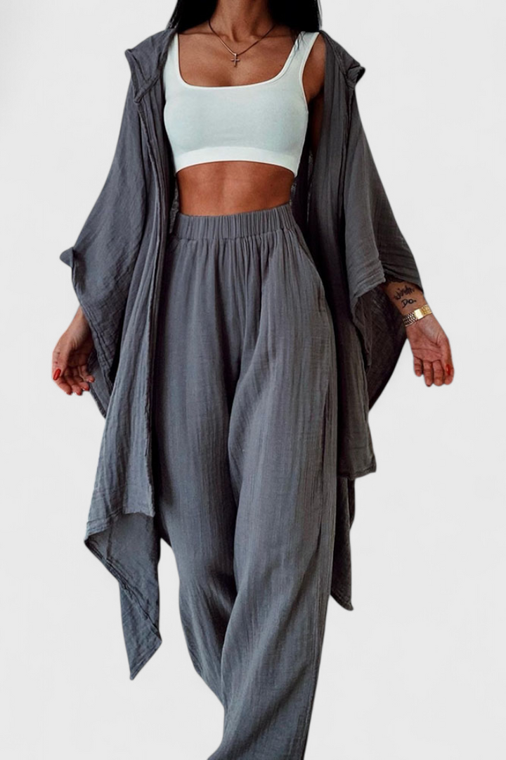Henley - Conjunto Casual de Duas Peças com Casaco de Malha