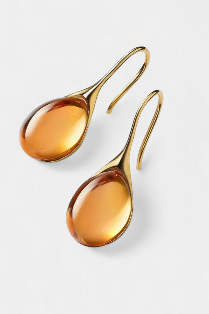 Brincos de Gota de Cristal em Ouro e Prata