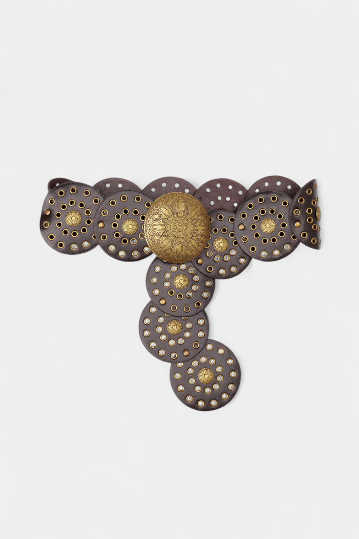 Alicia Cinto Cowboy Vintage com Fivela Circular Decorativa