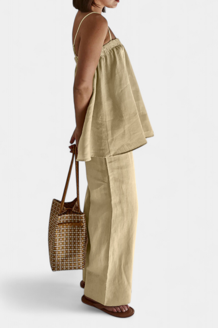 Lía Conjunto de Verão com Top Solto e Calças Fluidas