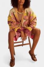 Casey - Cardigan de Malha com Padrão Floral e Ajuste Solto