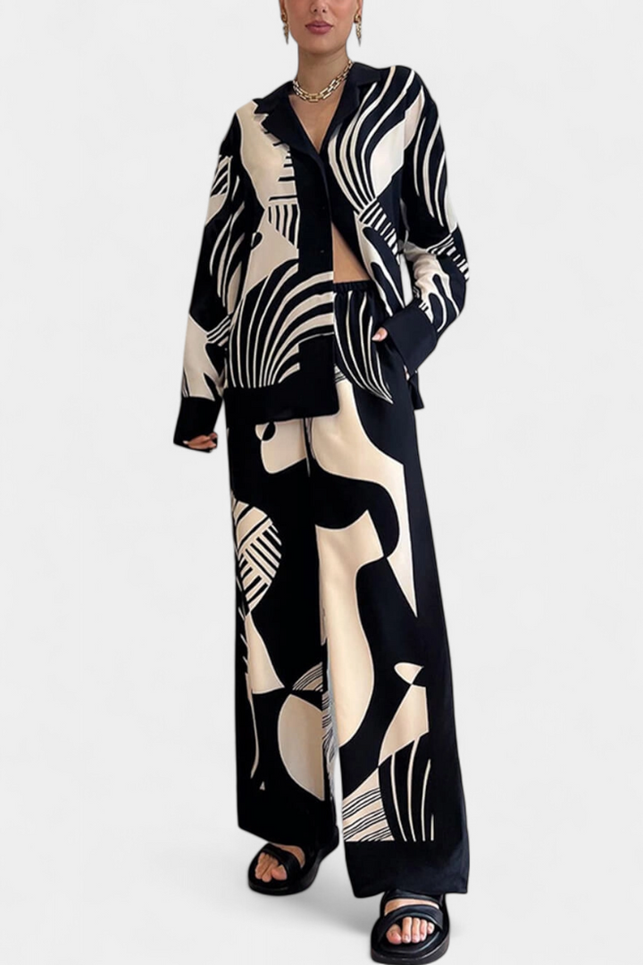 Basilisa - Conjunto de Perna Larga com Estampado de Grafiti