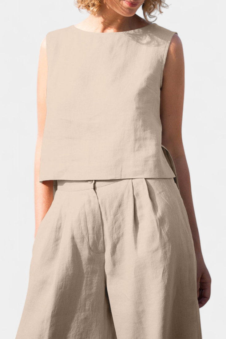 Yvanne Conjunto Vintage sem Mangas de Verão