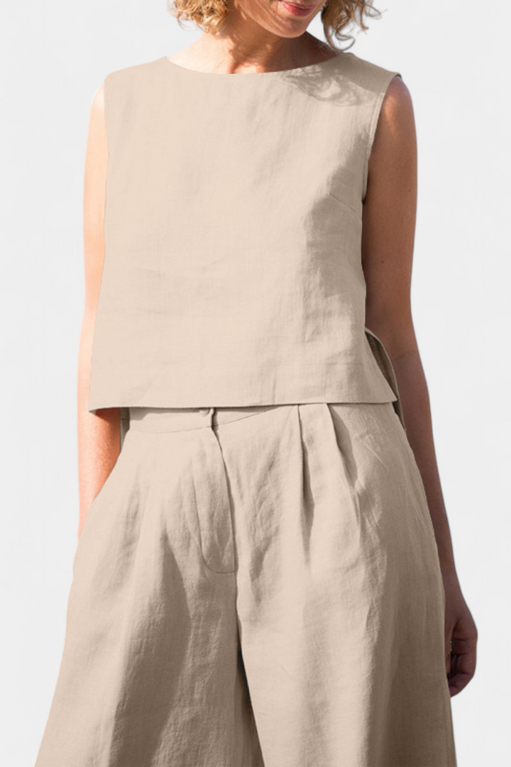 Yvanne Conjunto Vintage sem Mangas de Verão