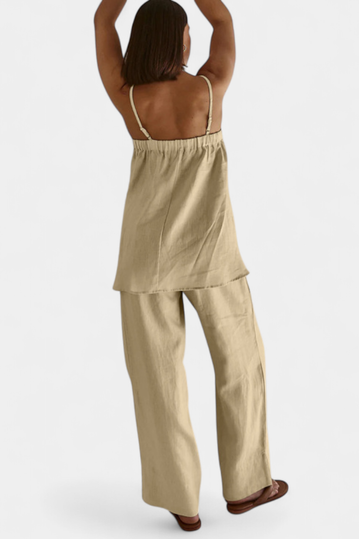 Lía Conjunto de Verão com Top Solto e Calças Fluidas