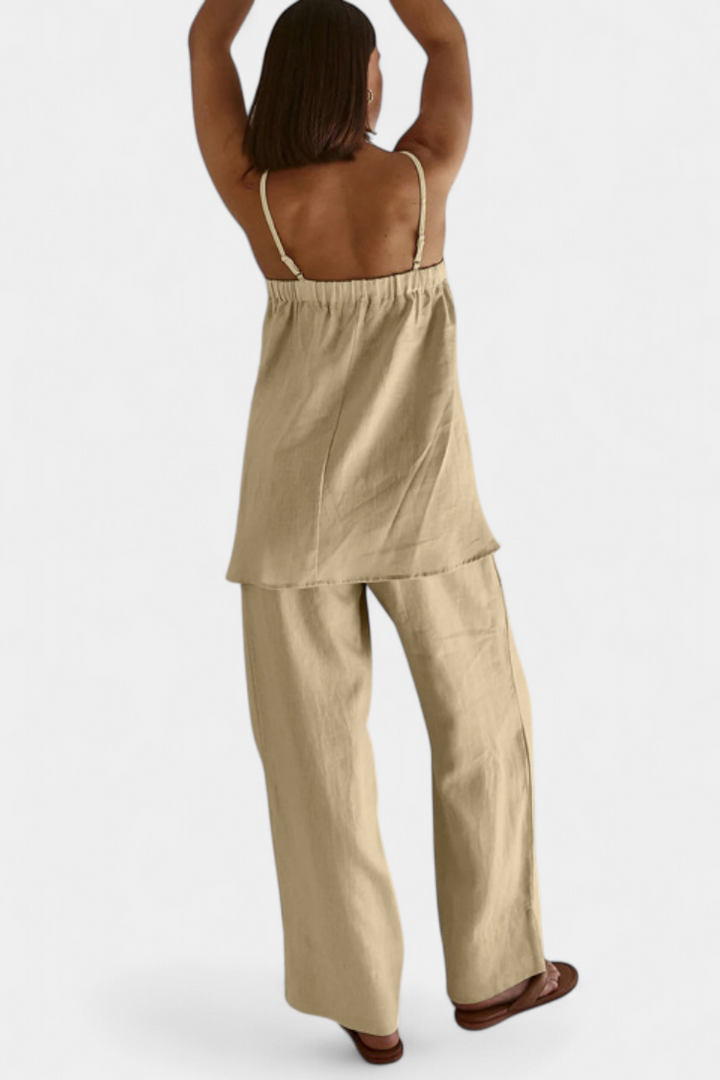 Lía Conjunto de Verão com Top Solto e Calças Fluidas