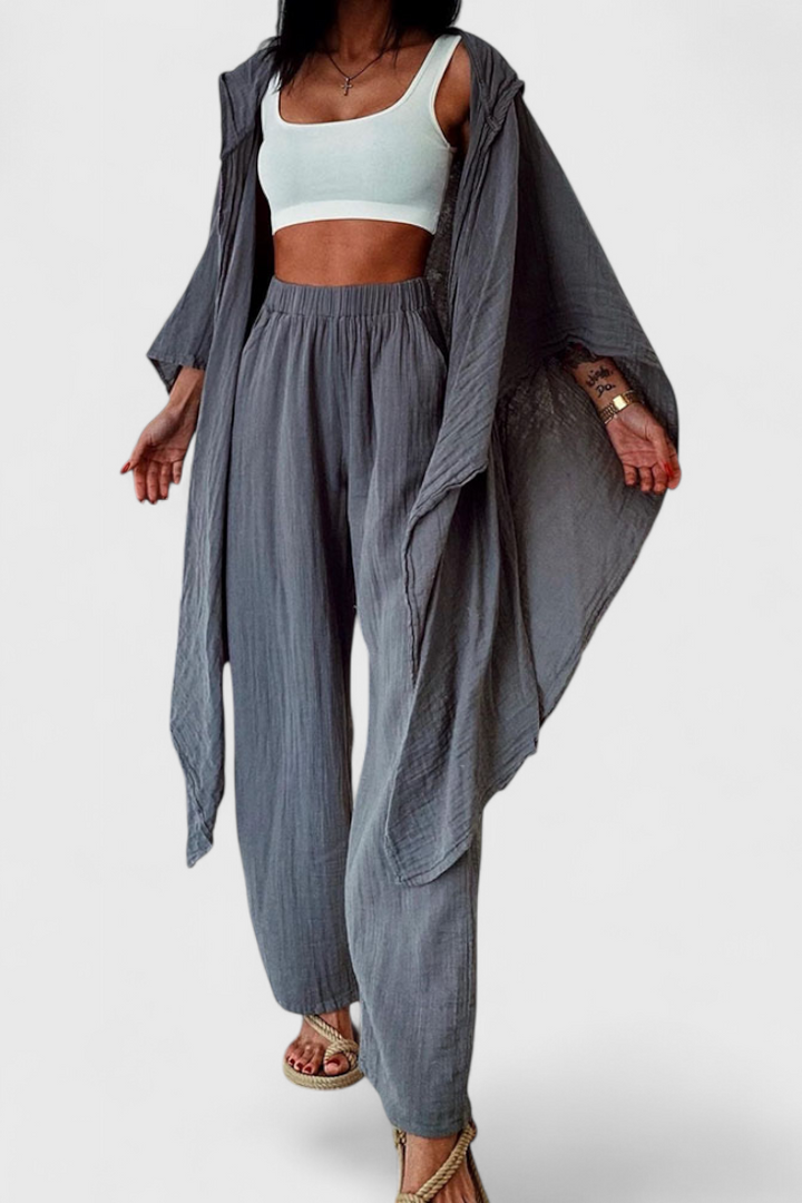 Henley - Conjunto Casual de Duas Peças com Casaco de Malha