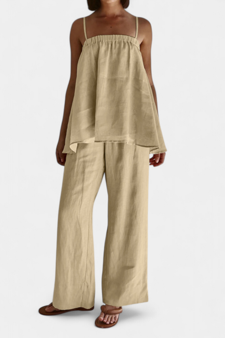 Lía Conjunto de Verão com Top Solto e Calças Fluidas