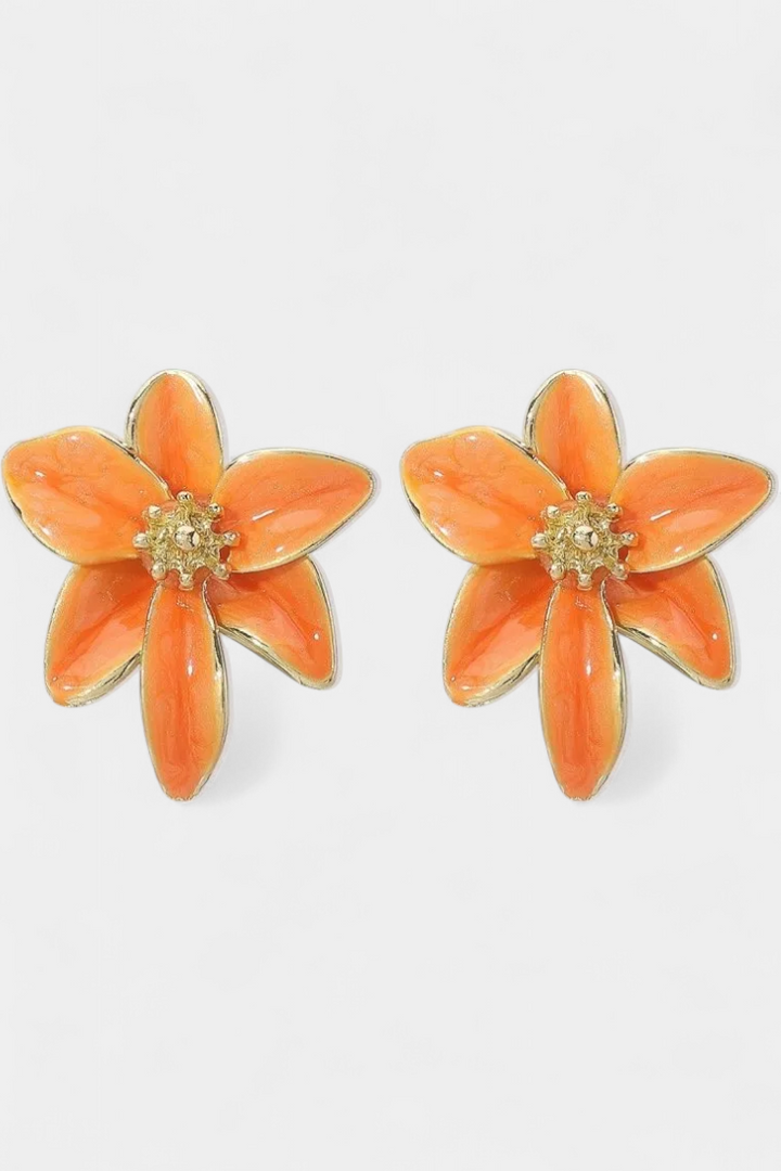 Brincos Vintage com Flor de Esmalte