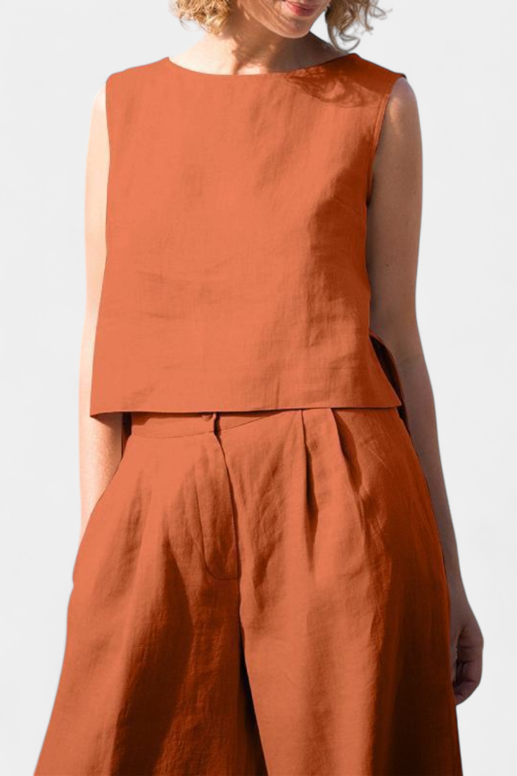 Yvanne Conjunto Vintage sem Mangas de Verão