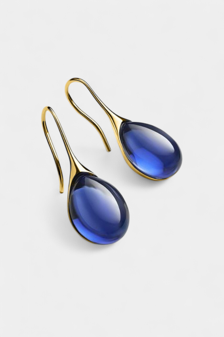 Brincos de Gota de Cristal em Ouro e Prata
