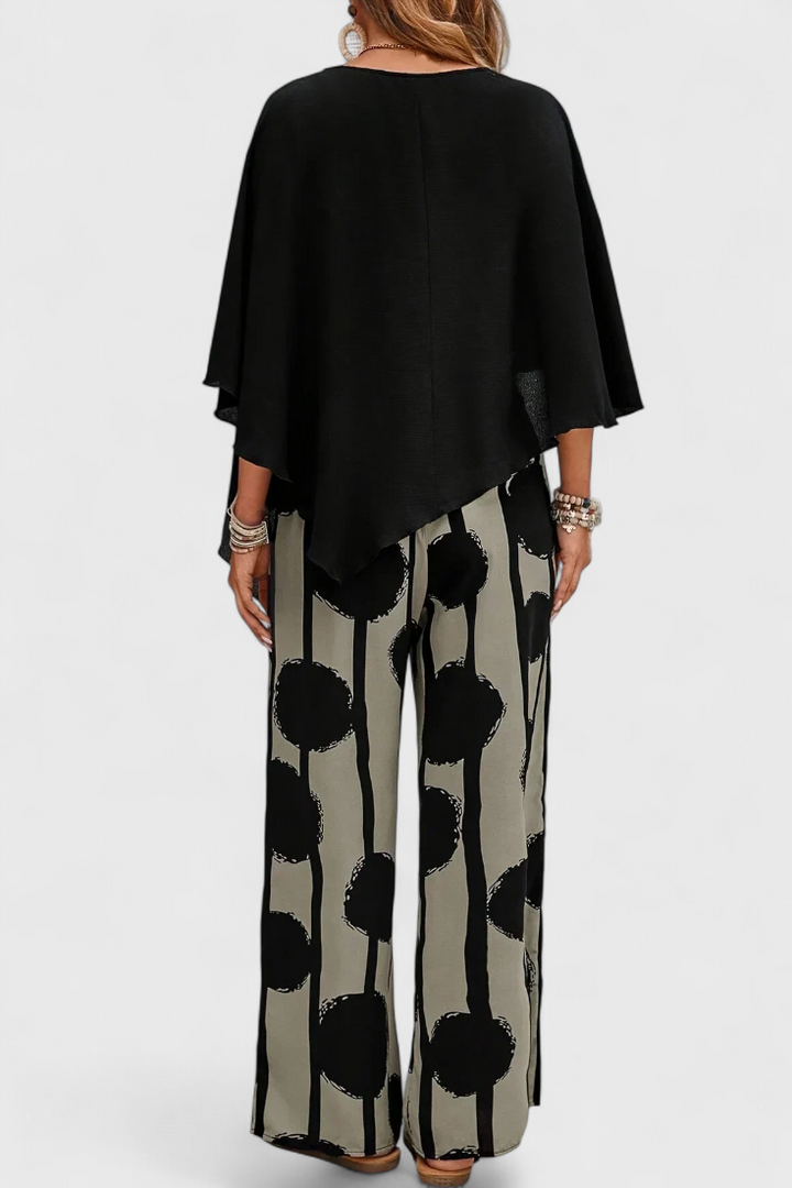 Aleida Conjunto Assimétrico com Top e Calças Estampadas