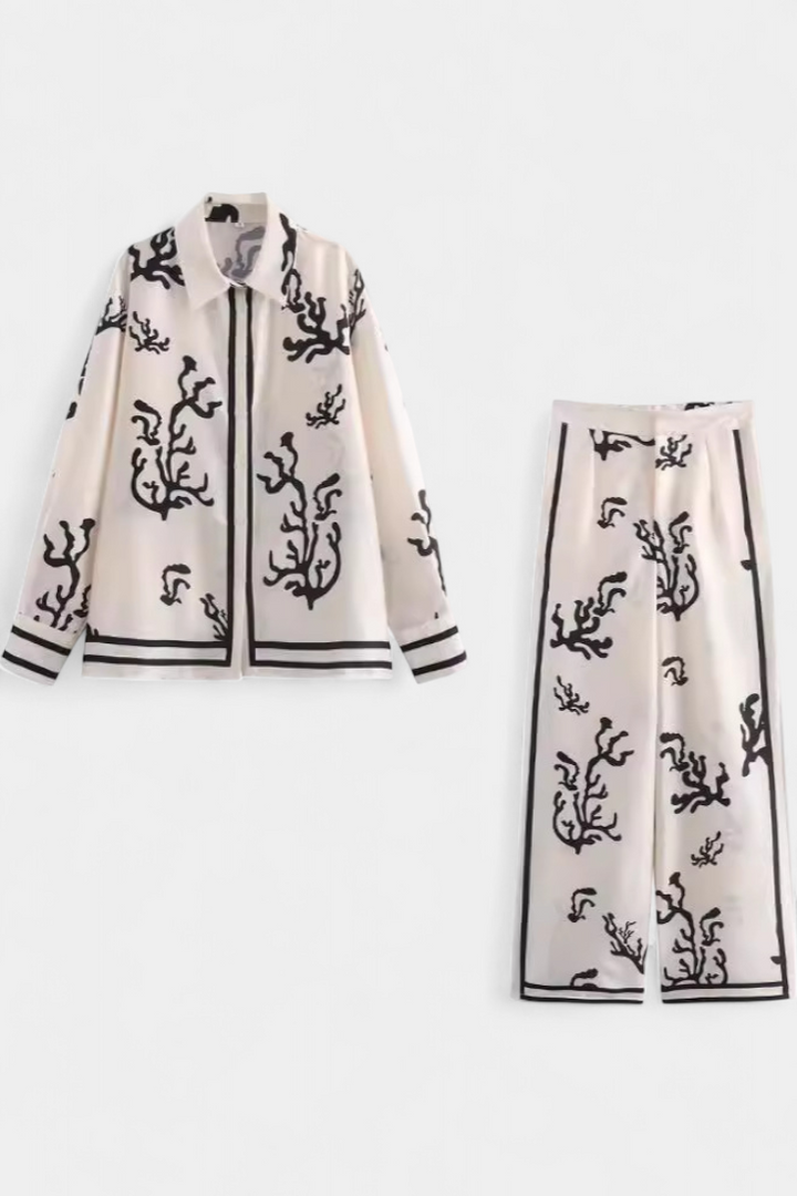 Nazaret Conjunto de Perna Larga com Estampado Artístico