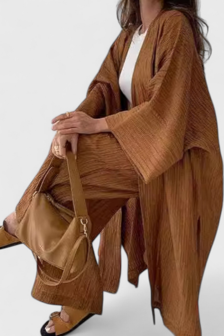 Caspian - Conjunto Descontraído de Duas Peças com Kimono Longo