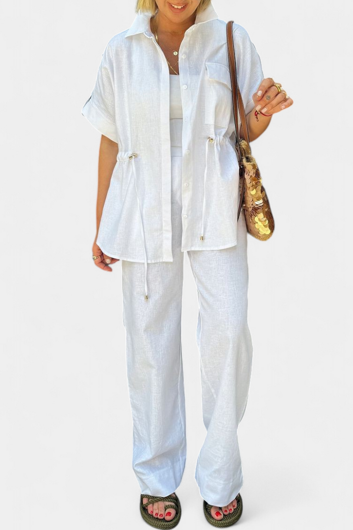 Lani Conjunto Relaxed de Camisa e Calças de Algodão e Linho