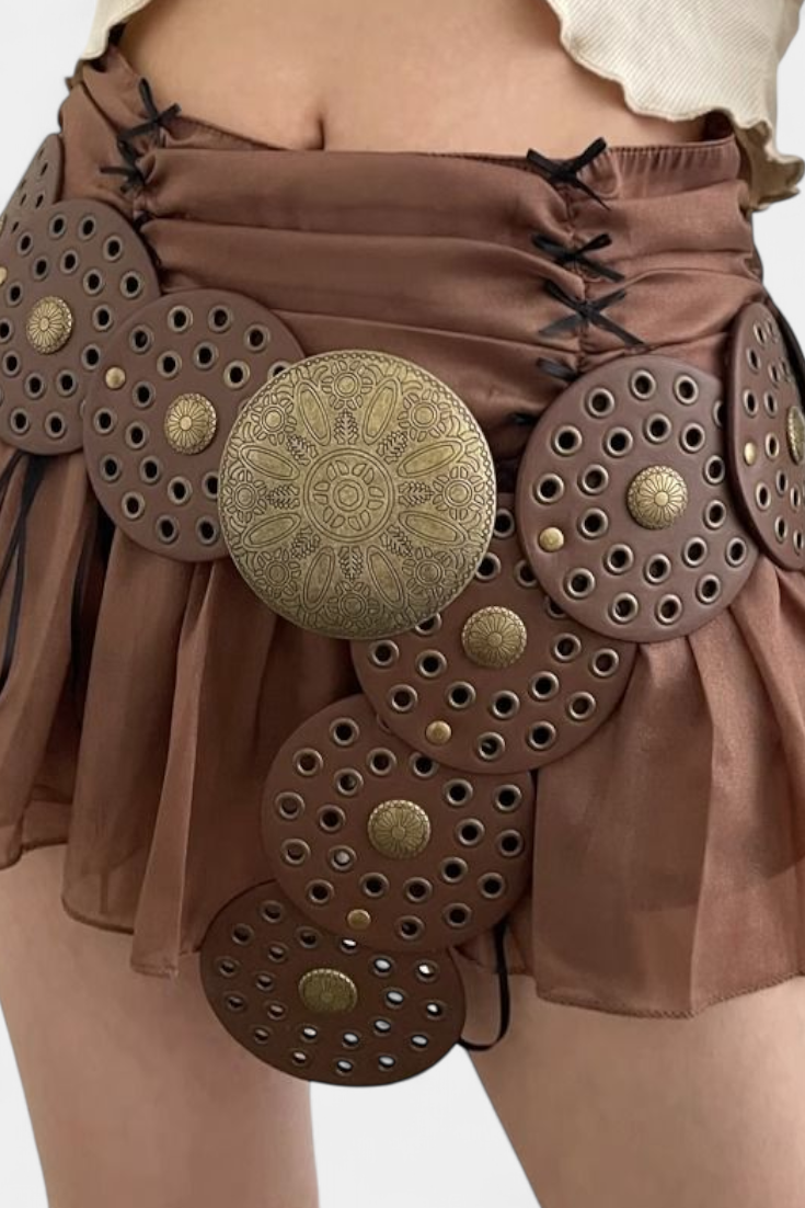 Alicia Cinto Cowboy Vintage com Fivela Circular Decorativa