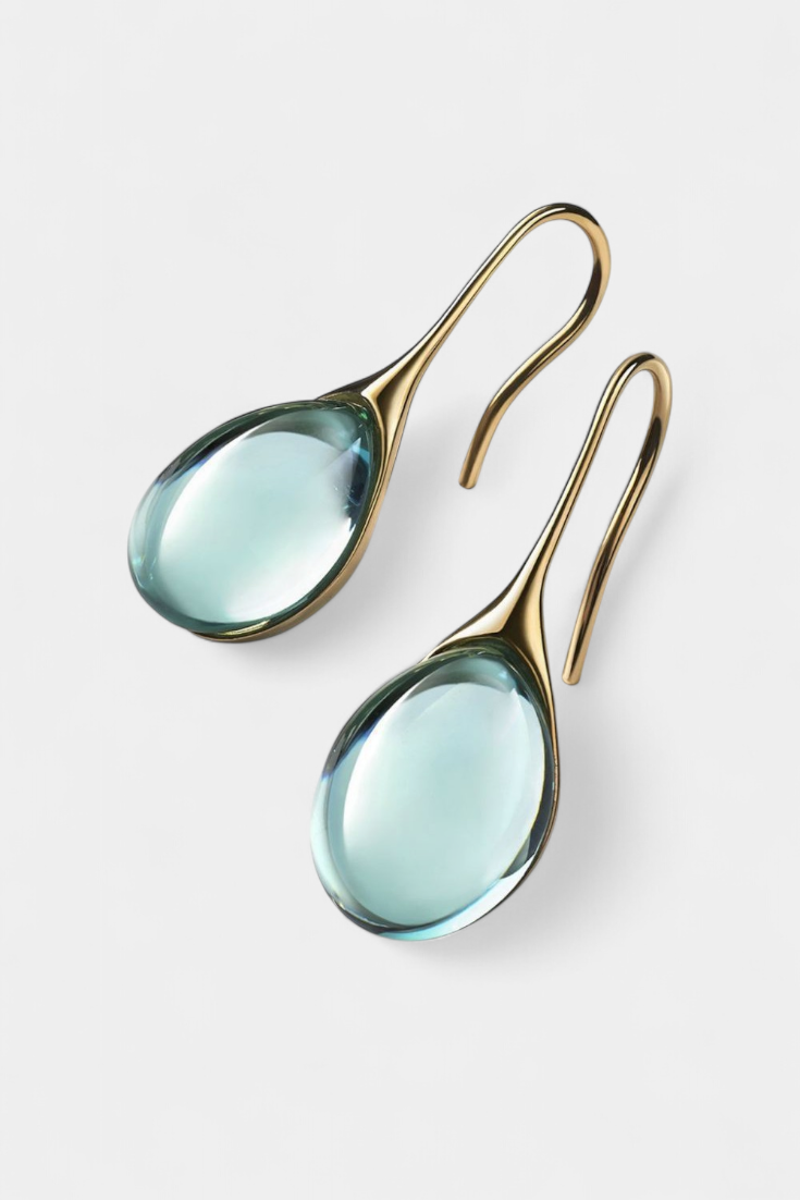 Brincos de Gota de Cristal em Ouro e Prata