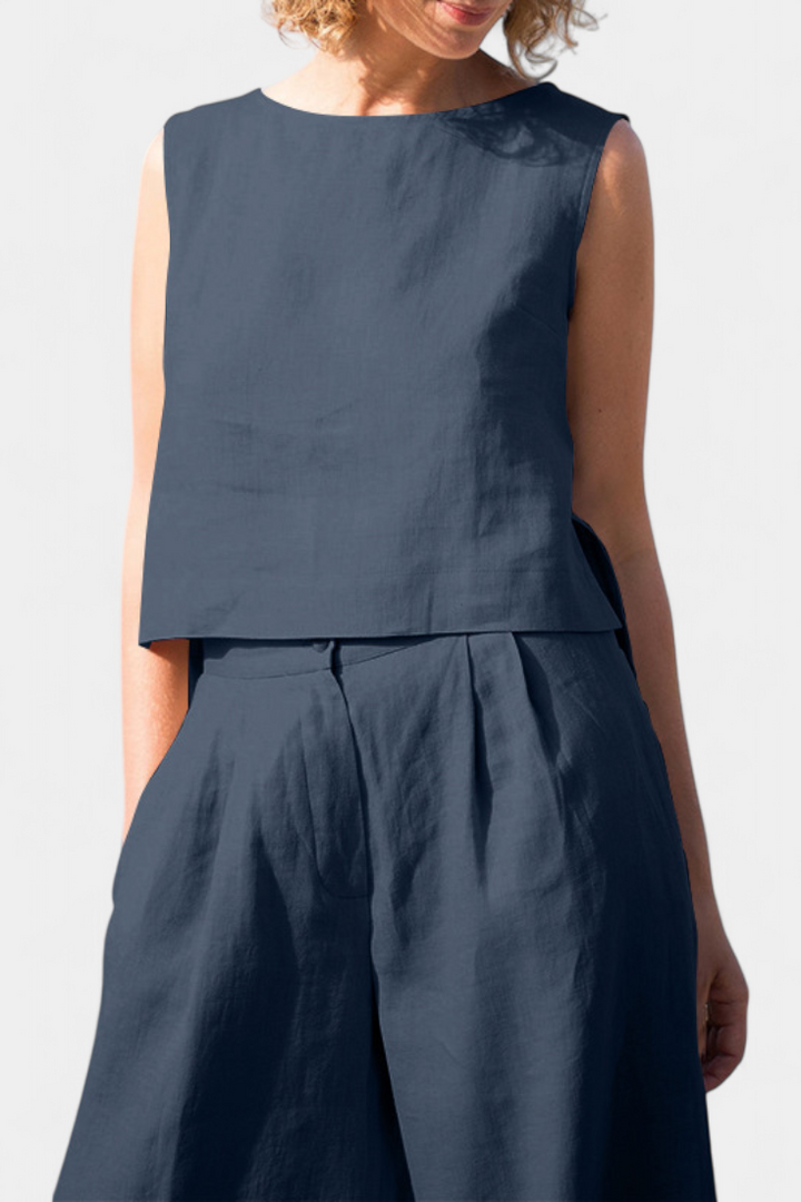 Yvanne Conjunto Vintage sem Mangas de Verão