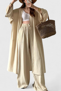 Suella Conjunto Casual de Duas Peças com Cardigan Comprido e Abertura Lateral