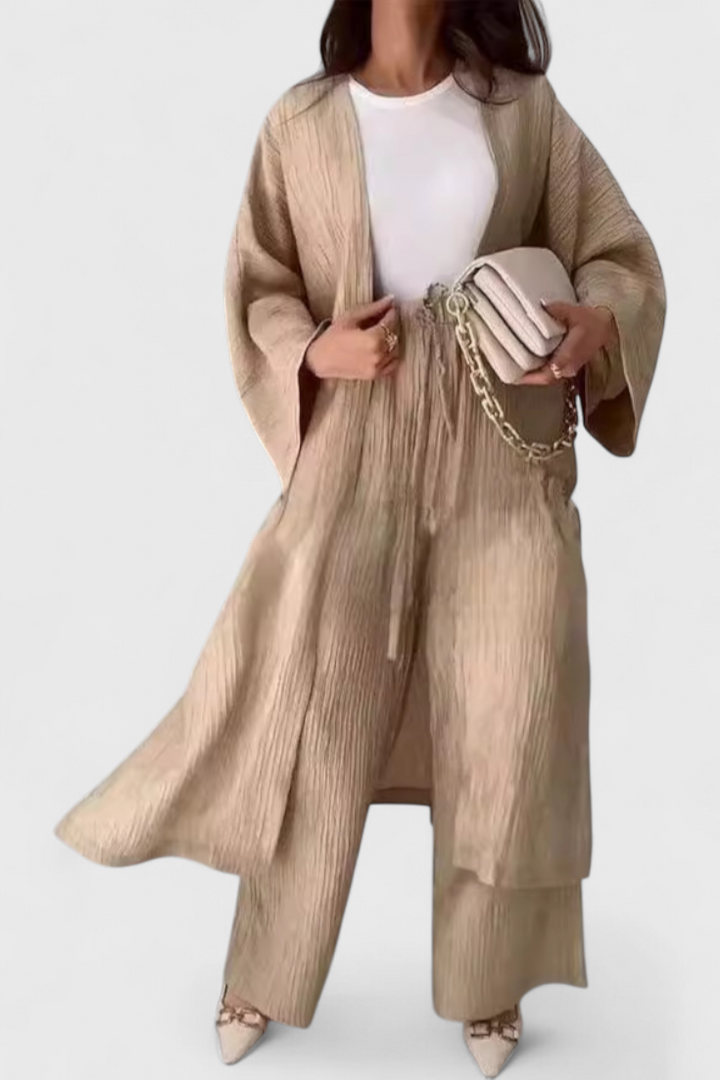Caspian - Conjunto Descontraído de Duas Peças com Kimono Longo