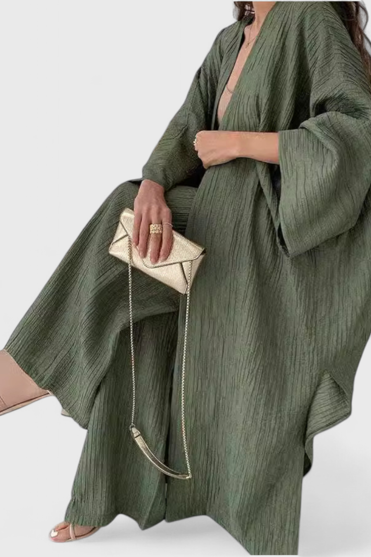 Caspian - Conjunto Descontraído de Duas Peças com Kimono Longo