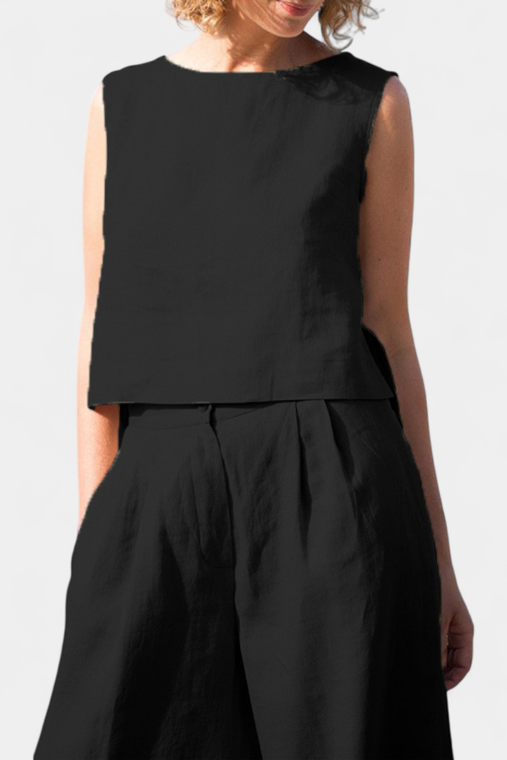 Yvanne Conjunto Vintage sem Mangas de Verão