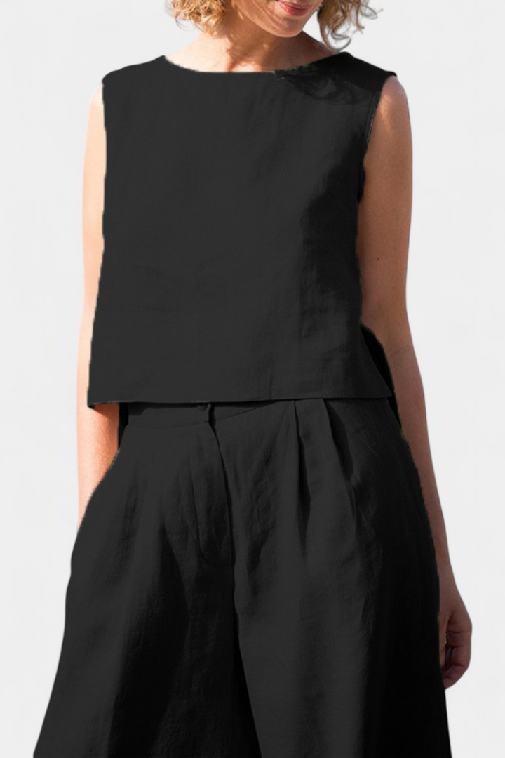 Yvanne Conjunto Vintage sem Mangas de Verão