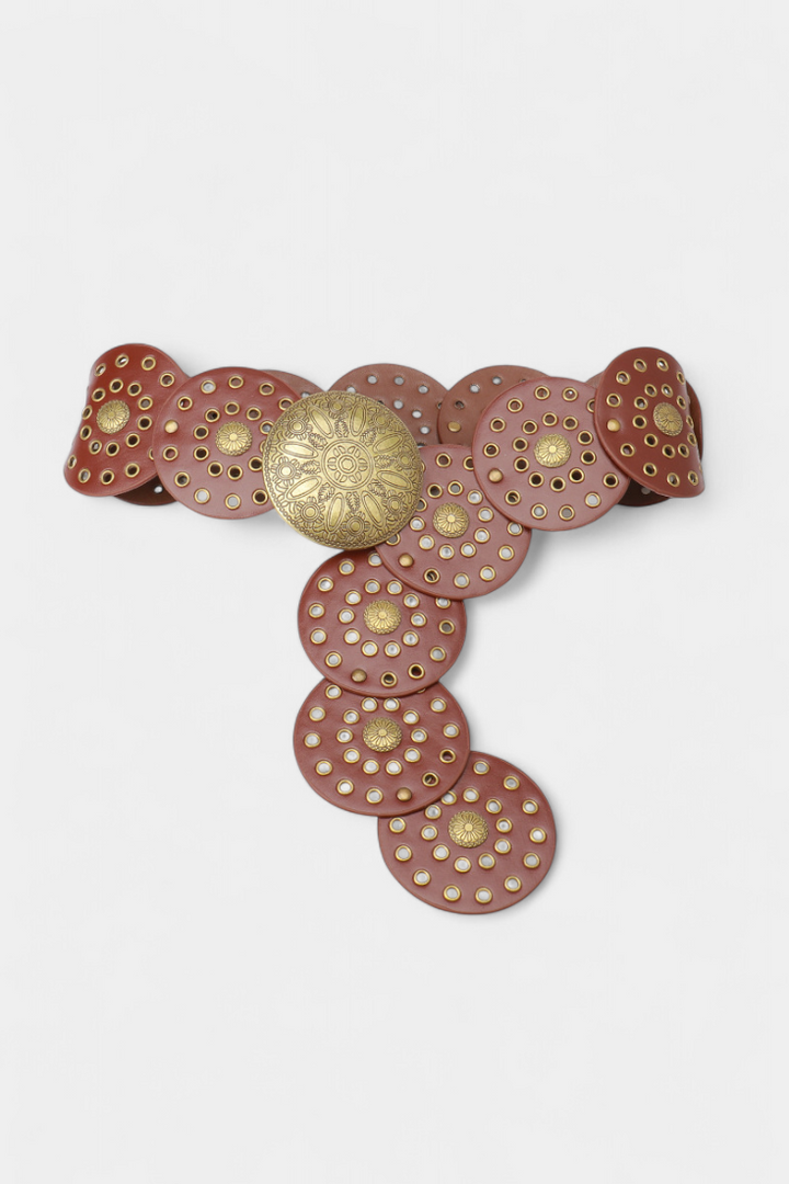 Alicia Cinto Cowboy Vintage com Fivela Circular Decorativa