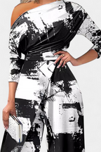 Brina - Macacão Longo Tie Dye com Ombros à Mostra e Perna Larga com Abertura