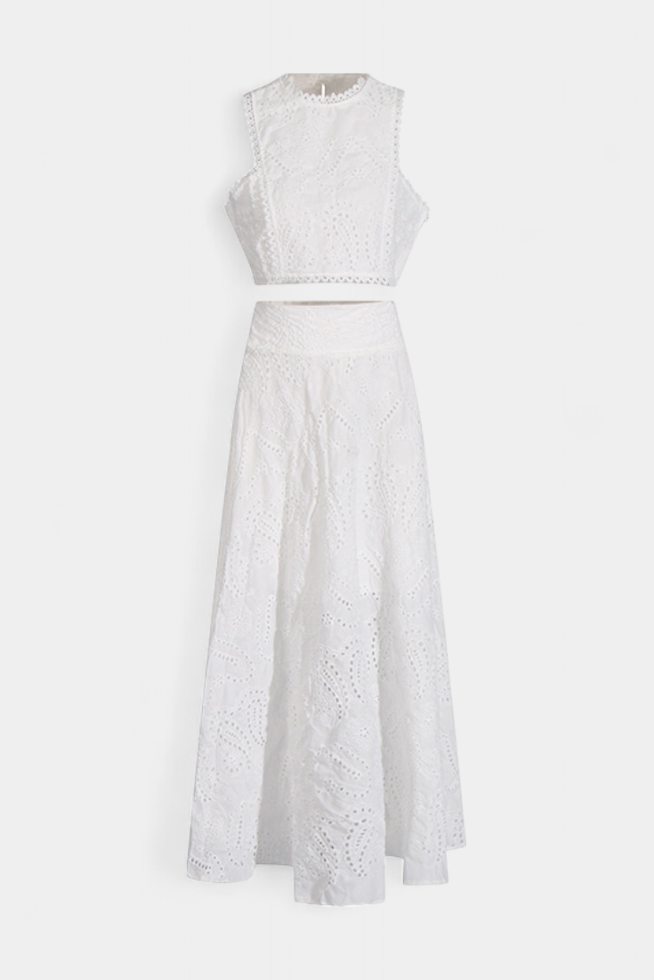 Danitza - Conjunto Romântico de Renda Floral Vazada