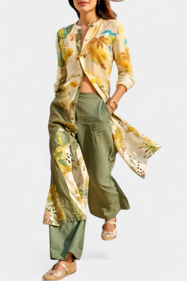 Melvina Conjunto Coordenado de Linho com Estilo Atemporal