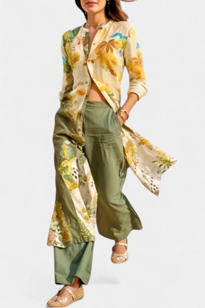 Melvina Conjunto Coordenado de Linho com Estilo Atemporal