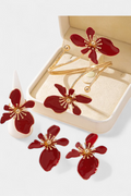 Conjunto de Acessórios Florais: Pulseira + Brincos + Anéis