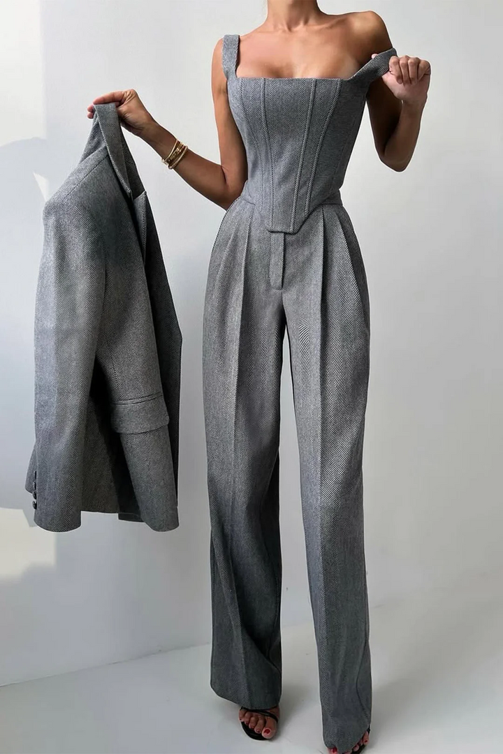 Dolce - Conjunto de Três Peças com Blazer de Dupla Botoadura