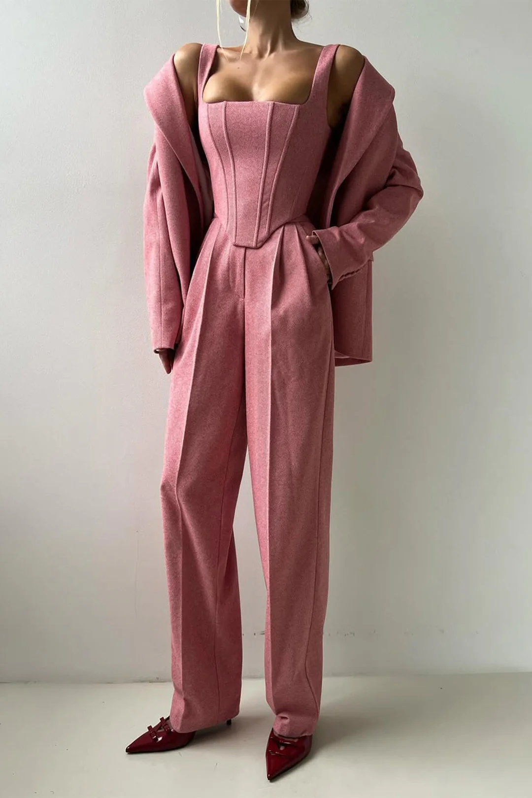 Dolce - Conjunto de Três Peças com Blazer de Dupla Botoadura