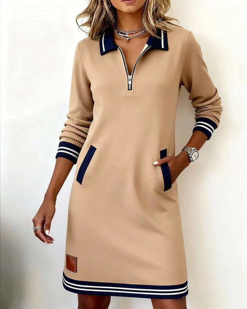 Lorena | Vestido Tipo Sweatshirt com Gola de Fecho