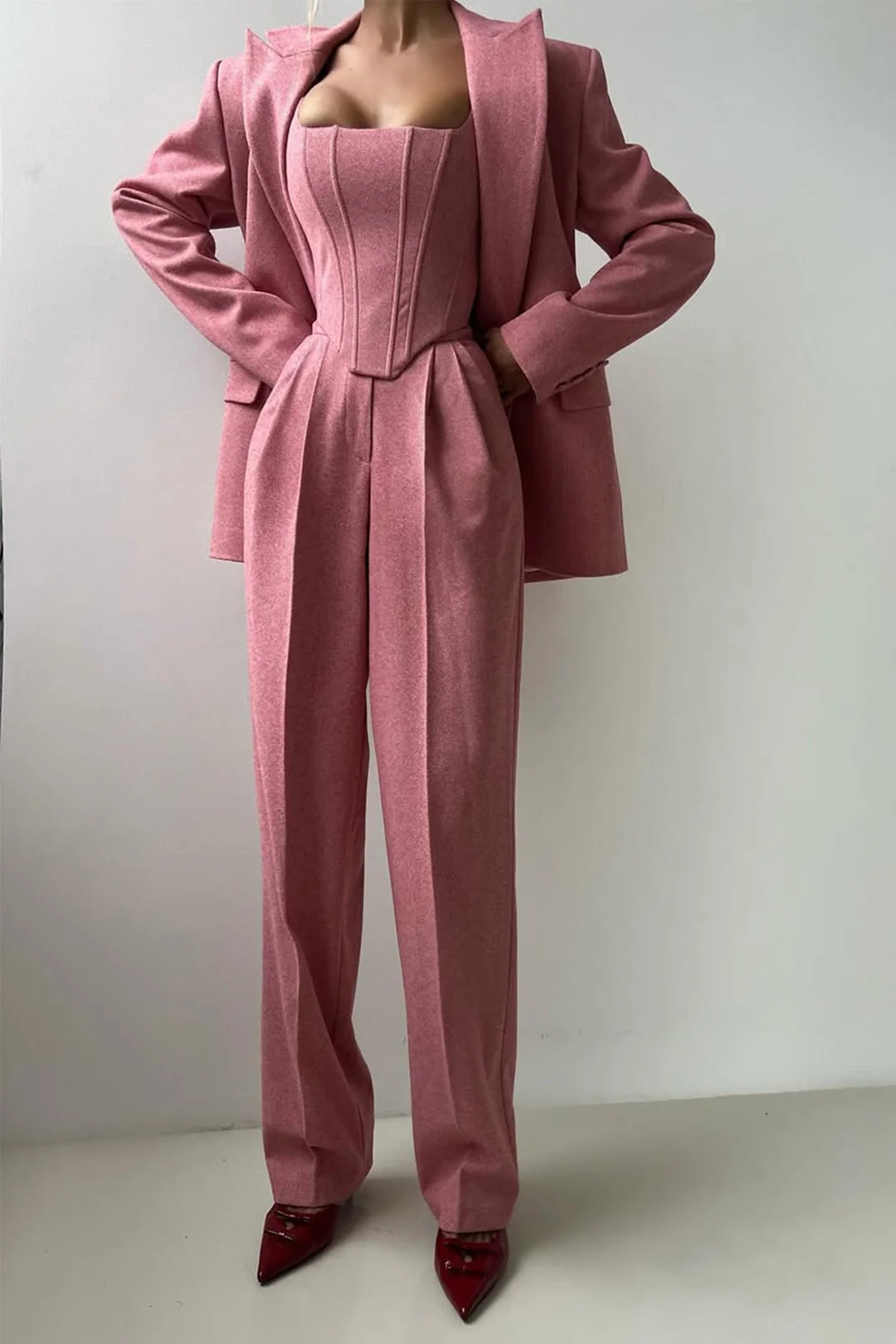 Dolce - Conjunto de Três Peças com Blazer de Dupla Botoadura