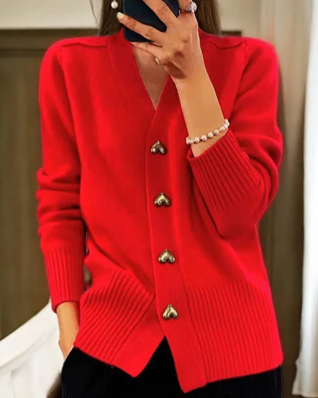 ADELE CARDIGAN ELEGANTE COM BOTÕES DE CORAÇÃO