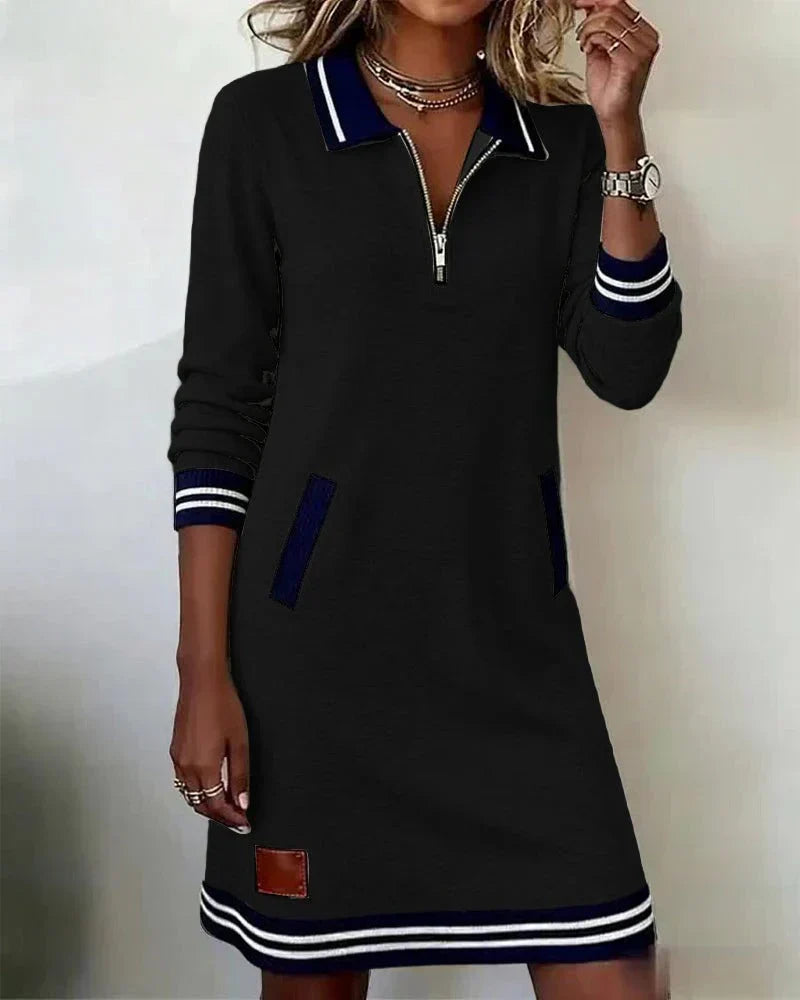 Lorena | Vestido Tipo Sweatshirt com Gola de Fecho