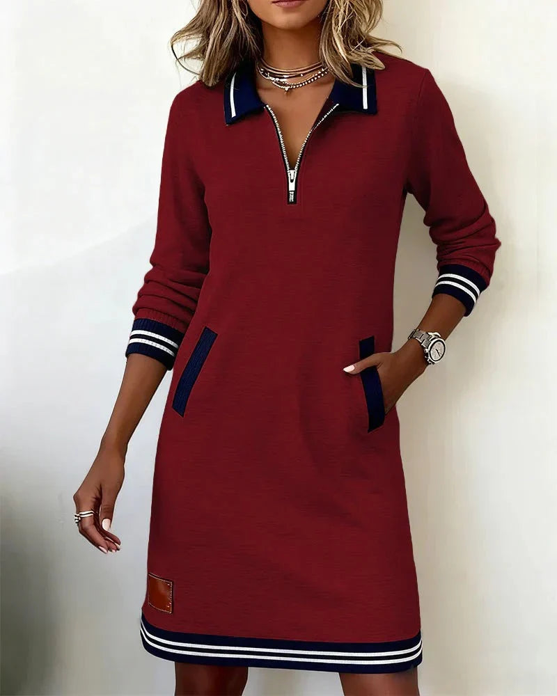 Lorena | Vestido Tipo Sweatshirt com Gola de Fecho
