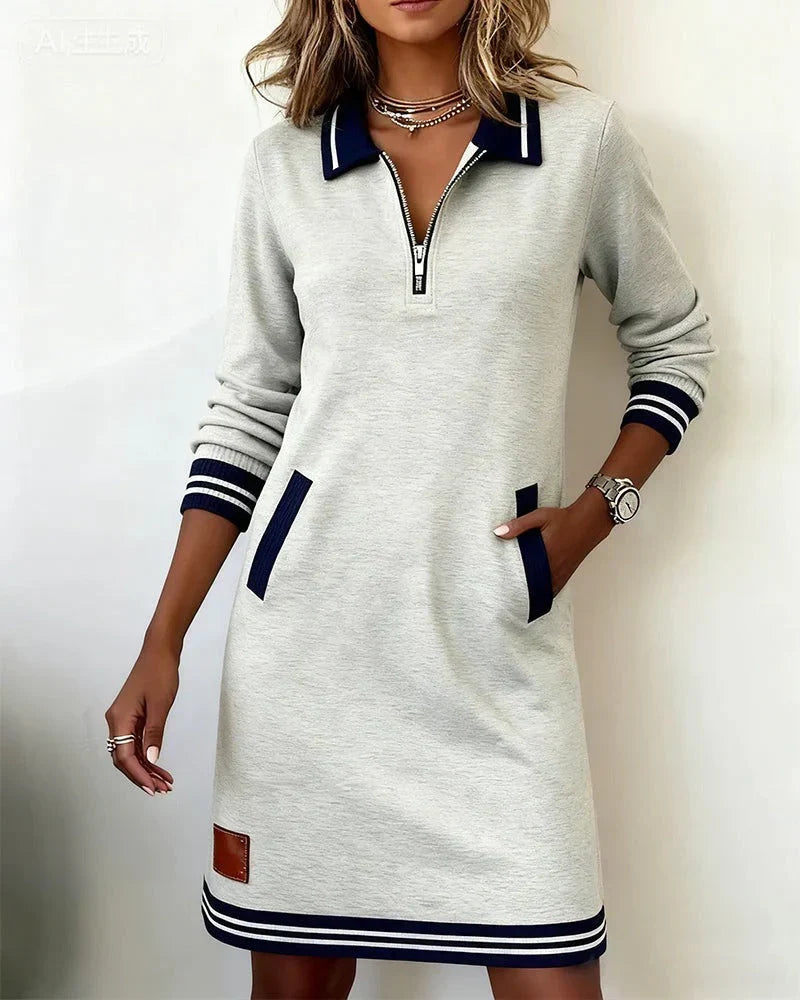 Lorena | Vestido Tipo Sweatshirt com Gola de Fecho
