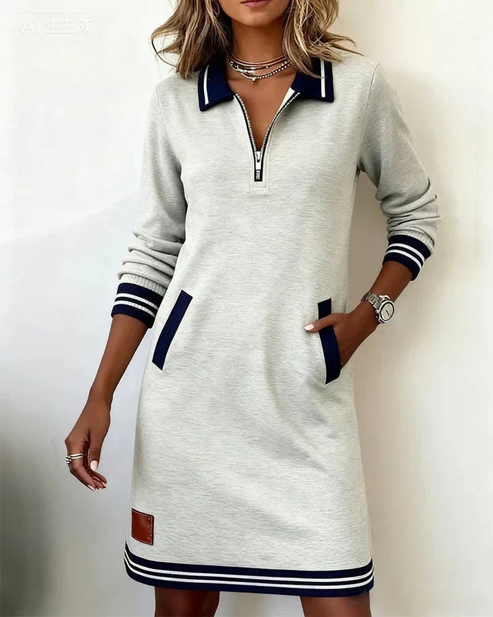 Lorena | Vestido Tipo Sweatshirt com Gola de Fecho