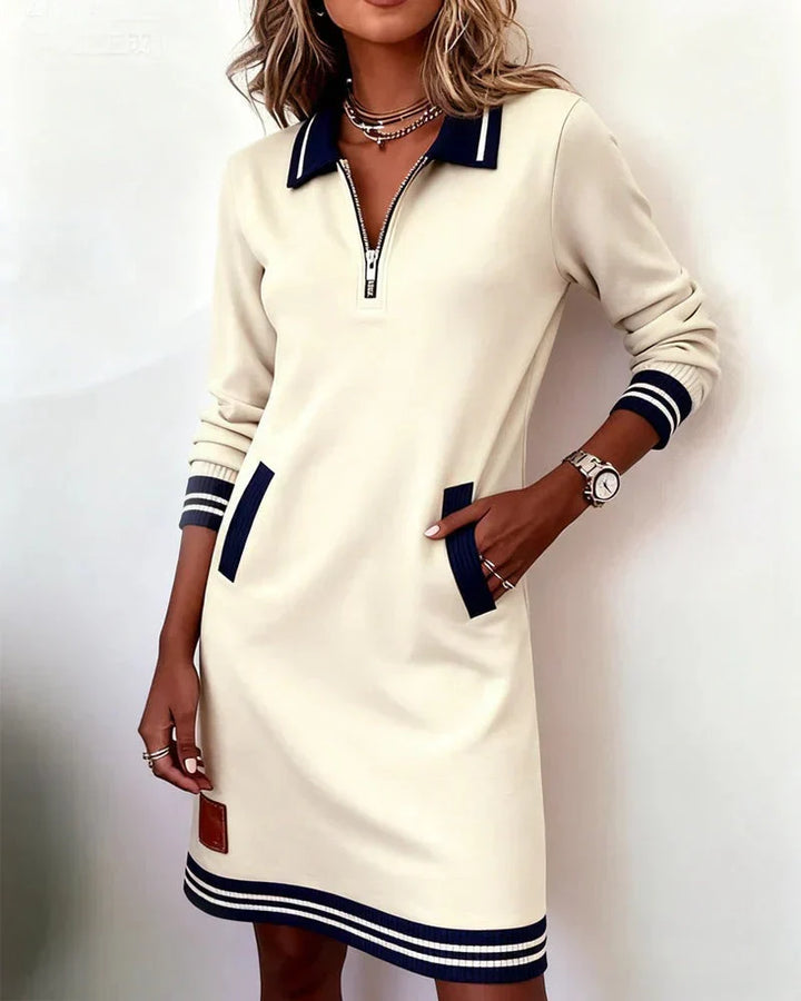 Lorena | Vestido Tipo Sweatshirt com Gola de Fecho