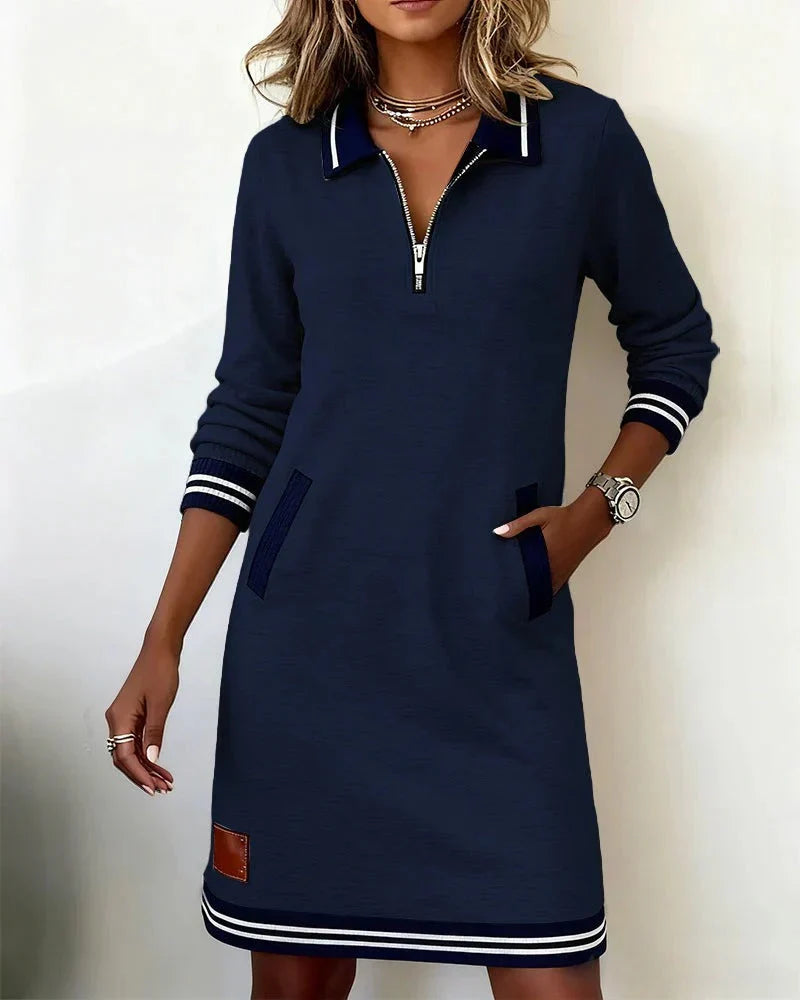 Lorena | Vestido Tipo Sweatshirt com Gola de Fecho