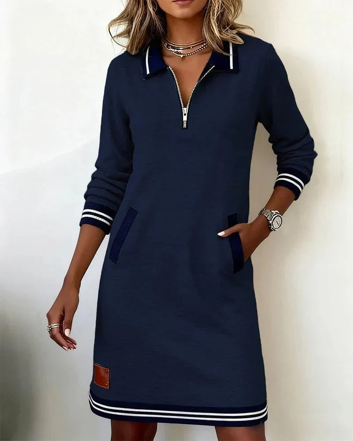 Lorena | Vestido Tipo Sweatshirt com Gola de Fecho