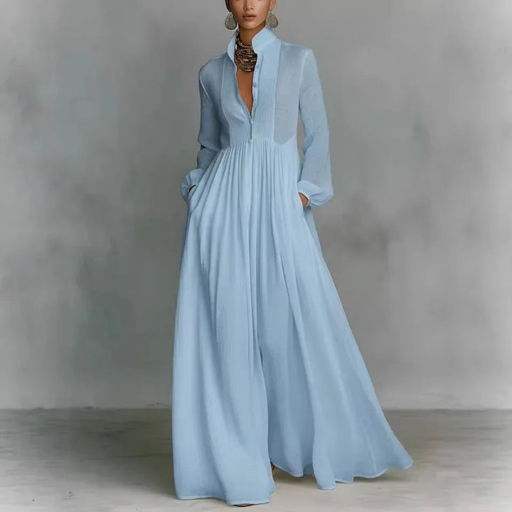 Elisa | Vestido Plissado de Manga Comprida