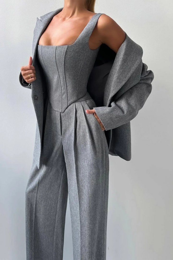 Dolce - Conjunto de Três Peças com Blazer de Dupla Botoadura