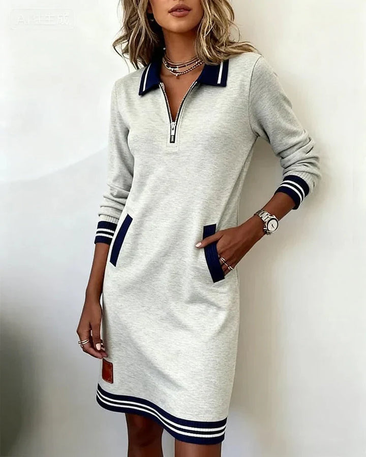 Lorena | Vestido Tipo Sweatshirt com Gola de Fecho
