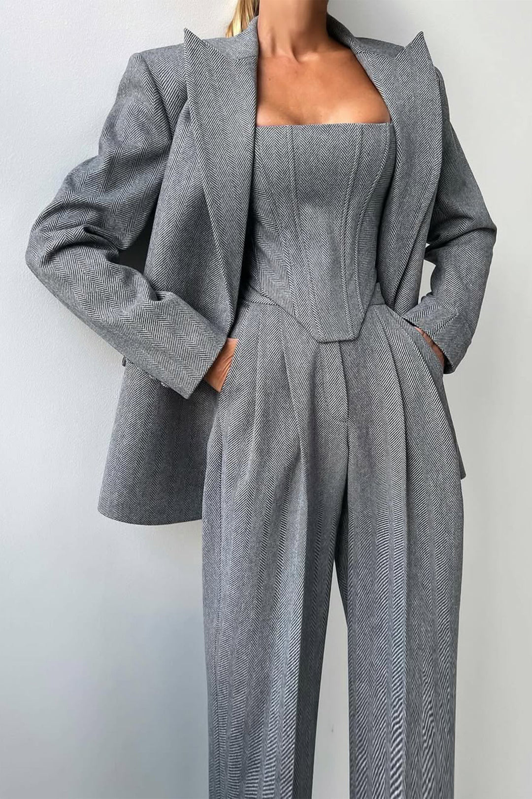 Dolce - Conjunto de Três Peças com Blazer de Dupla Botoadura
