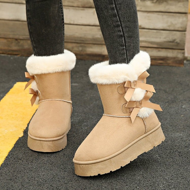 Lía - Botas de Neve com Laço e Forro Quente